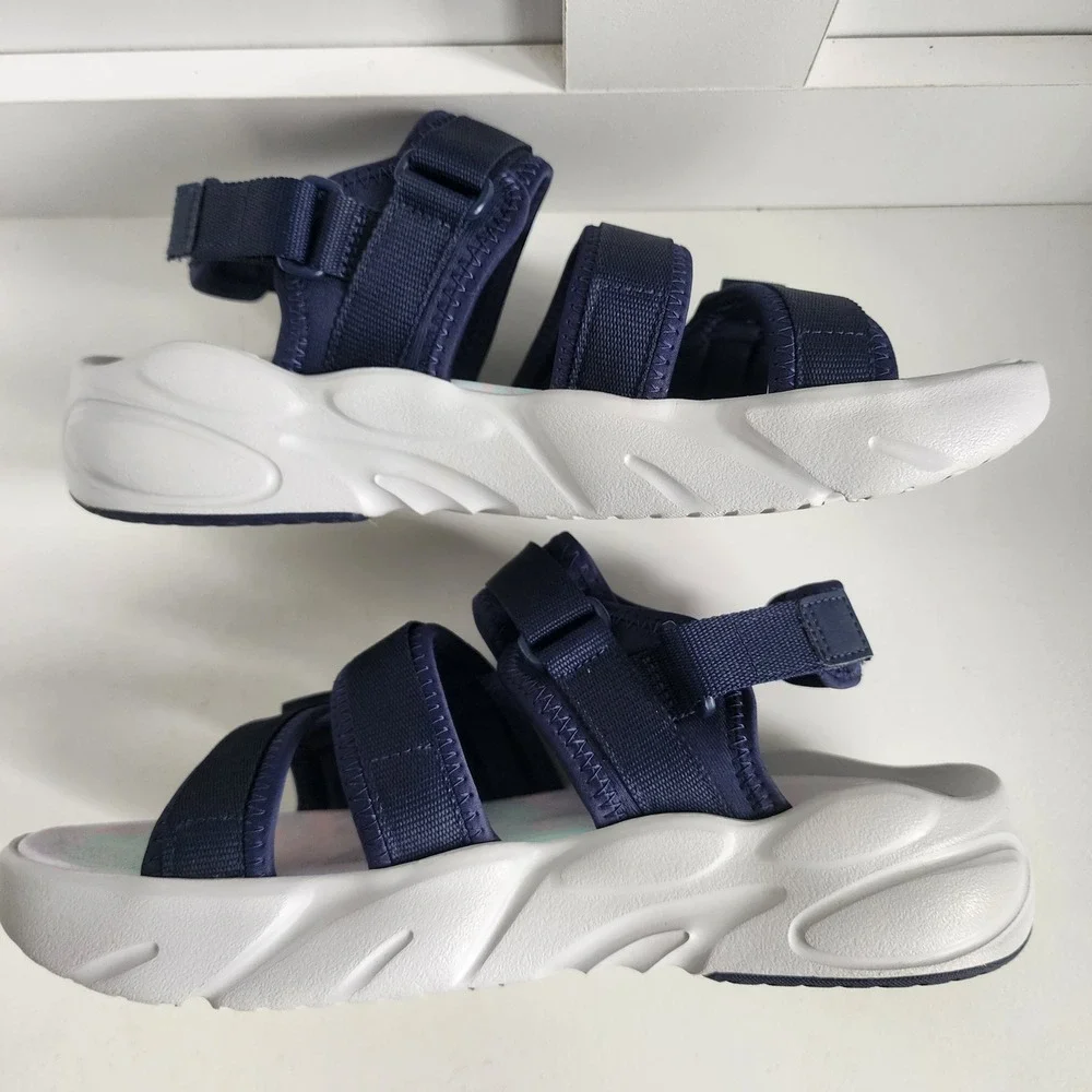 *Asics Bondal Mens 9/ Womens 10.5 ‎ Navy Blue White Chunky Strappy Sport Sandals